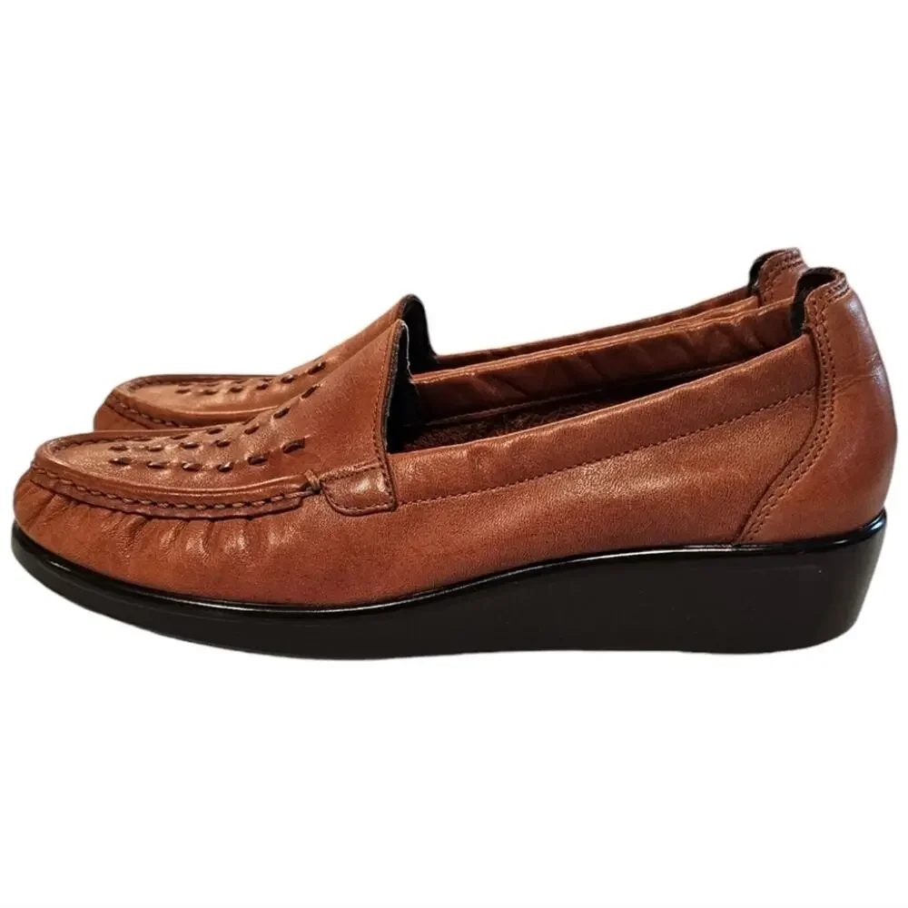 SAS Tripad Comfort Footbed Women's Brown Weave Leather Loafers Size 7.5 M